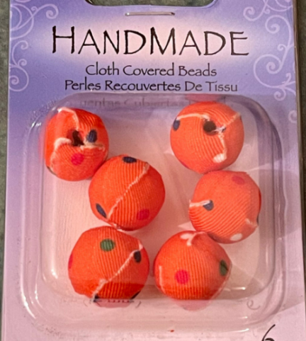 Orange Handmade Cloth Covered Beads 3 Pack