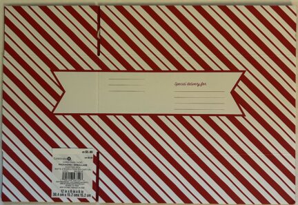 Red and White Striped Shipping Box 12"x 6"x 6"