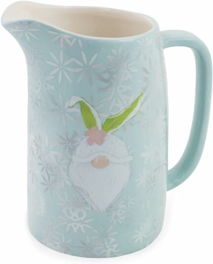 Easter Ceramic Drink Pitcher, 5.5 Cups, Bunny Gnomes